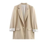 LCDIUDIU Blazer da Ufficio da Donna, Giacca da Abito con Revers A Lancia, Bottone Singolo, Polsini Arrotolati, Cappotto A Righe, Leggero, Manica Lunga, Casual, Business, Blazer, Color Cachi, Taglia