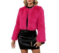 LCDIUDIU Cappotto In Pelliccia Sintetica Soffice Da Donna Corto, Leggero Cammello, Felpa Artificiale, Girocollo, Aperto Sul Davanti, Cardigan, Manica Lunga, Morbido E Soffice, Giacca Invernale, Capp