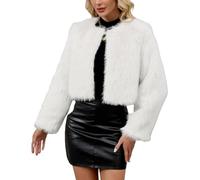 LCDIUDIU Cappotto In Pelliccia Sintetica Soffice Da Donna Corto, Leggero Cammello, Felpa Artificiale, Girocollo, Aperto Sul Davanti, Cardigan, Manica Lunga, Morbido E Soffice, Giacca Invernale, Sopr