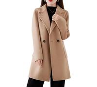 LCDIUDIU Cappotto Lungo In Lana Da Donna, Cammello, Revers A Lancia, Giacca Trench Doppiopetto In Cashmere, Cappotto Da Sera, Autunno Inverno, Caldo, Sottile, Lunghezza Media, Elegante, Soprabito co