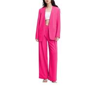 LCDIUDIU Completo da Donna A Due Pezzi Senza Colletto, Composto da Blazer Sartoriale A Maniche Lunghe con Apertura Frontale E Pantaloni Gamba Larga. Elegante Completo Casual da Ufficio, Rosa, Taglia