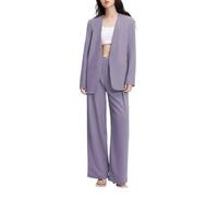 LCDIUDIU Completo da Donna A Due Pezzi Senza Colletto, Composto da Blazer Sartoriale A Maniche Lunghe con Apertura Frontale E Pantaloni Gamba Larga. Elegante Completo Casual da Ufficio, Colore Lavan