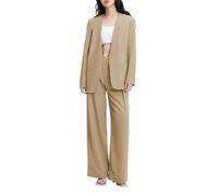 LCDIUDIU Completo da Donna A Due Pezzi Senza Colletto, Composto da Blazer Sartoriale A Maniche Lunghe Aperto Sul Davanti E Pantaloni Gamba Larga. Elegante Completo Casual da Lavoro per Ufficio, Colo