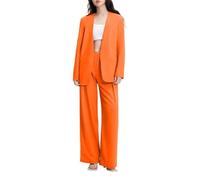 LCDIUDIU Completo da Donna A Due Pezzi Senza Colletto, Composto da Blazer Sartoriale A Maniche Lunghe Aperto Sul Davanti E Pantaloni Gamba Larga. Elegante Completo Casual da Lavoro per Ufficio, Aran