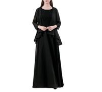 LCDIUDIU Completo da Donna In 3 Pezzi per La Madre Della Sposa con Giacca In Chiffon, Elegante Abito da Sera In Pizzo, Gilet Aderente Senza Maniche, Abito Lungo Formale per Invitata A Matrimoni, Bal