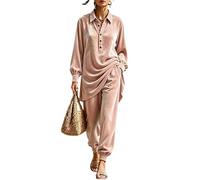 LCDIUDIU Completo da Donna In Velluto Composto da Due Pezzi: Tunica Maniche Lunghe con Colletto E Pantaloni Jogger. Set Elegante E Casual, Perfetto per L'Autunno, L'Inverno, I Viaggi E Le Feste Di T