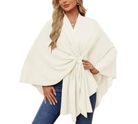 LCDIUDIU Coprispalle Elegante,Scialle da Donna con Apertura Frontale Incrociata, Bianco Cashmere Feel, Mantello Lavorato A Maglia in Un Unico Pezzo, Sciarpa Calda Autunnale E Invernale, Elegante PON