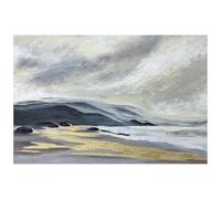 LCDIUDIU Dipinto A Olio Dipinto A Mano, Astratto Paesaggio Di Spiaggia Con Foglia D'Oro Sulla Costa, Opera D'Arte Senza Cornice, Moderna Tela Artistica Da Parete per Soggiorno, Ufficio, Arredamento