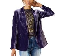 LCDIUDIU Giacca Blazer in Velluto Nero da Donna, Giacca da Abito su Misura Un Bottone E Revers A Lancia, Tunica retrò Slim Fit, Orlo con Spacco Posteriore, Cappotto Blazer, Primavera Autunno, Casu