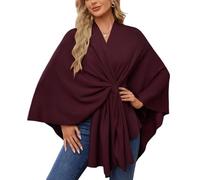LCDIUDIU Scialle Cerimonia,Scialle da Donna con Apertura Frontale Incrociata, Bianco Cashmere Feel, Mantello Lavorato A Maglia in Un Unico Pezzo, Sciarpa Calda Autunnale E Invernale, Elegante Poncho