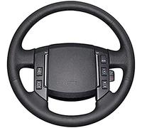 LCFZDQ Coprivolante per Volante Compatibile con Land Rover Freelander 2 2007-2012, Coprivolante per Volante Fai-da-te Cucito a Mano in Pelle Nera per Auto, Filo Bianco
