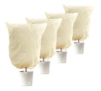 LCGOD Cappuccio Protezione Piante con Coulisse, Copertura Antigelo in Tessuto Non Tessuto 80g/m², Telo Protettivo Rinforzato per Piante in Vaso, Arbusti, Antivento e Anti-strappo, 60x80cm,4 Pezzi