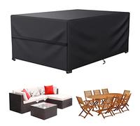 LCGOD Coprimobili da Giardino Impermeabili, 200 x 165 x 80 cm Nero Copertura Tavolo Esterno Oxford 600D, Anti-UV, Antivento, Antineve, per Rettangolari Tavolo e Divano…