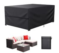 LCGOD Coprimobili da Giardino Impermeabili Nero Copertura Tavolo Esterno Oxford 600D, Anti-UV, Antivento, Antineve, per Rettangolari Tavolo e Divano , 180 x 120 x 75 cm