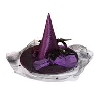 LCHENJIDG Cappello della strega di Halloween con filato di piuma rosa per decorazione di festa di gioco di ruolo femminile