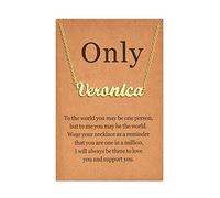Lcherry Collana con nome personalizzabile, placcata in vero oro 18 carati, realizzata con targhetta Veronica, regalo per donne