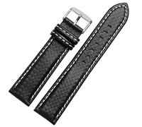 LCHJX 18mm 20mm 21mm 22mm 23 mm cucitura arancione da uomo in fibra di carbonio in pelle vera rossa nera con cinturino in banda di guardia argento