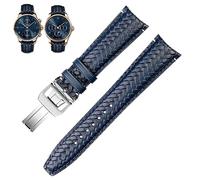 LCHJX Canda di guardia in pelle in pelle di mucca intrecciata per IWC IW344205 CRONOGRAGO Portoghese pilota pilota Portofino pieghevole fibbia cinturino 22mm 20mm blu nero di guardia
