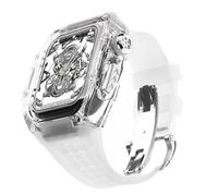 LCHJX Custodia di orologio trasparente+kit mod tra cinturino in gomma ， per serie 8 7 6 5 4 SE 45mm 44mm Ultra 49mm Kit di modifica RM Style Watch Band