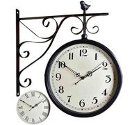 LCHJX Ferro battuto in Ferro battuto a Parete Rotonda appesa a Doppia Faccia a Doppia Faccia Orologio retrò Orologio Rotondo lampadario da Parete Appeso Orologio per la Parete per la Parete per casa