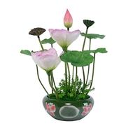 LCHJX Fiori Artificiali Grandi Loto Fiore Artificiale con Fiore di plastica in pentola in Ceramica per Il Salotto della casa Studio Mobile TV Decorazione di Fiori Finti realistica (A)
