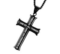 LCHJX Nuovo 2026 24 Pollici in Acciaio Inossidabile Cristiano astinenza Posso Fare Tutto Attraverso Cristo filippiano in Ferro Croce purezza della Collana di Gioielli Accessori creativi