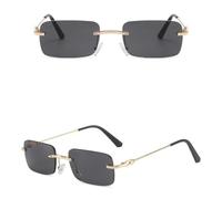 LCHJX Occhiali da Sole retrò Donna Moda glassata Gradiente Senza Bordo Sfumature Taglienti Lenti Signori degli Occhiali Senza Telaio