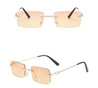 LCHJX Occhiali da Sole retrò Donna Moda glassata Gradiente Senza Bordo Sfumature Taglienti Lenti Signori degli Occhiali Senza Telaio