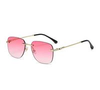 LCHJX Occhiali da Sole Senza Bordo Quadrati Donne Uomini Specchio Rosso Specchio Giallo Telaio Metallico Tela da Sole Vintage Senza Cornice