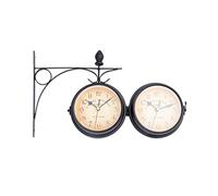 LCHJX Orologio da Parete a Doppia Parte Vintage in Metallo Silenzioso Facile leggi Due volti Orologio Creativo a 360 Gradi Orologio Rotante per Interno Facile da Appendere