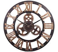 LCHJX Orologio da Parete da Giardino Esterno Orologio da Giardino Orologio Aperto in Legno Imitazione in Ferro Orologio da Esterno Decorazione Esterna Esterna Orologio da Parete in Quarzo Muto