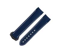 LCHJX per Cinturino per AT150 Seamaster 300 Planet Ocean De Ville Speedmaster Cinturino con estremità Curva 20 mm Blu Linea Bianca Cinturini in Nylon ad Alta densità in Pelle di Vacchetta