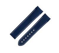 LCHJX per Cinturino per AT150 Seamaster 300 Planet Ocean De Ville Speedmaster Cinturino con estremità Curva 20 mm Blu Linea Bianca Cinturini in Nylon ad Alta densità in Pelle di Vacchetta