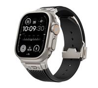 LCHJX Per cinturino ultra 2 49mm 46mm 45mm 44mm cinghia gomma serie 10 9 8 7 6 5 4 3 2 1 SE con attacco in metallo, 46mm