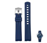 LCHJX Per Omega Seamaster 300 Universo 007 Curvado Fluorous Gubo Silicone Watch Band 20 mm 22 mm Cinturino Morbido Ricambio, Argento Blu, 22mm