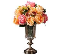 LCHJX Set di Fiori Artificiali Vaso di Vetro Squisito, Decorazioni da tavolino da tavolino per la scrivania della tavola della casa