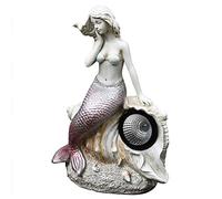 LCHJX Sirena Lampada Solare Statue di figurina-Resina Ornamenti, utilizzati per la Statuetta della Decorazione della Spiaggia per la casa per Esterni da Giardino, b