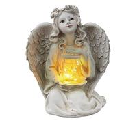 LCHJX Statue di piaciere a LED Solare da Giardino, Decorazione di Statue di Angelo in Bottiglia di Vetro Solare, Figurine di Angelo in Resina antichi, per Ornamenti da Giardino a terrazza Interna ed