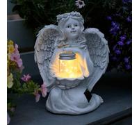 LCHJX Statue di piaciere a LED Solare da Giardino, Decorazione di Statue di Angelo in Bottiglia di Vetro Solare, Figurine di Angelo in Resina antichi, per Ornamenti da Giardino a terrazza Interna ed