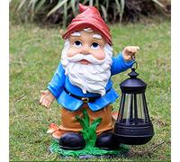 LCHJX Statue gnoma Solare Giardino all'aperto, Giardinaggio a LED Solare di Grandi gnomi Ornamenti di Figurine, Decorazioni per gnomi Resistenti alle intemperie a Mano, Decorazioni giganti del Gnomo