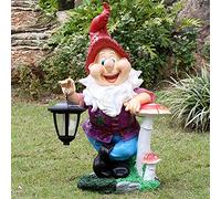 LCHJX Statue gnoma Solare Giardino all'aperto, Giardinaggio a LED Solare di Grandi gnomi Ornamenti di Figurine, Decorazioni per gnomi Resistenti alle intemperie a Mano, Decorazioni giganti del Gnomo