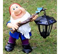 LCHJX Statue gnoma Solare Giardino all'aperto, Giardinaggio a LED Solare di Grandi gnomi Ornamenti di Figurine, Decorazioni per gnomi Resistenti alle intemperie a Mano, Decorazioni giganti del Gnomo