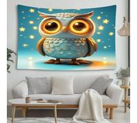 LCHMQ Arazzo Gufo dei cartoni animati Arazzi da PareteOcchi astratti Arte Murale Etnico Ideale come Arazzo Parete Telo per Muro e Telo Indiano per Sala Yoga 200x150cm