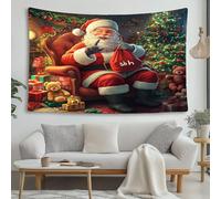 LCHMQ Babbo Natale gioioso Arazzo Orsacchiotto dei cartoni animati Arazzo da Parete Telo Mare Arredamento Casa Copriletto Copriletto da Spiaggia 230x180cm