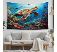 LCHMQ tartarughe dei cartoni animati Arazzo barriera corallina astratta Arazzo da Parete Telo Mare Arredamento Casa Copriletto Copriletto da Spiaggia 230x180cm