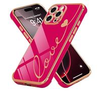 LCHULLE Compatibile con iPhone 16 Pro(6.3 Pollici) Cover Amore Cuore Custodia Ragazza Silicone Cover Cuori Protezione Fotocamera Antiurto Custodia Cute Love Case per iPhone 16 Pro Rosso sakura