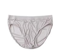 LCHYG Slip Uomo 100% Seta di Gelso Slip A Vita Bassa Mutande Classiche in Raso, Quattro Stagioni,Silver Gray,3XL