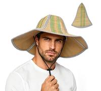 LCKEBT Cappello da Sole a Tesa Larga L/XL per Uomo e Donna UPF50+, Cappelli da Pesca da Safari di Paglia Intrecciato Classico, Cappello Escursionismo Uomo Estivo Protezione UV Impermeabile Pieghevole