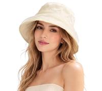 LCKEBT Cappello Donna Organza a Secchiello con Cinturino, Leggero Pieghevole per Testa Piccola 55-57 cm, Ampia Tesa Protezione Sole Estate Mare Viaggio Regolabile