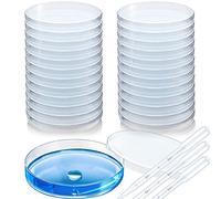 Lckiioy 24 Pezzi di Piatto Trasparente in Plastica SteRile per Analisi di Laboratorio, Progetti Scuolari, Campioni di Sangue Batterie, Piatto di Coltura di Cellule Seme